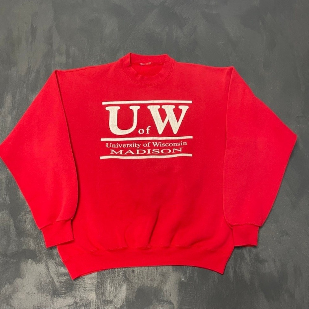 Vintage‎ Wisconsin Madison UW Sweatshirt XL Red 90s Collegiate Unbranded
